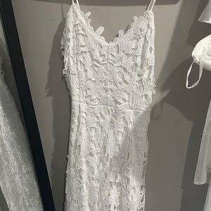 Express White Floral Lace Midi Dress